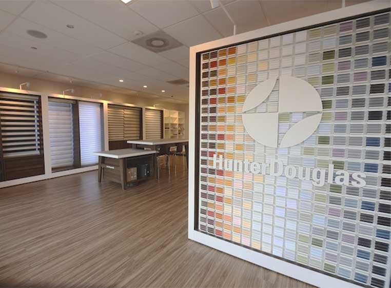 Showroom interior filled with window covering samples